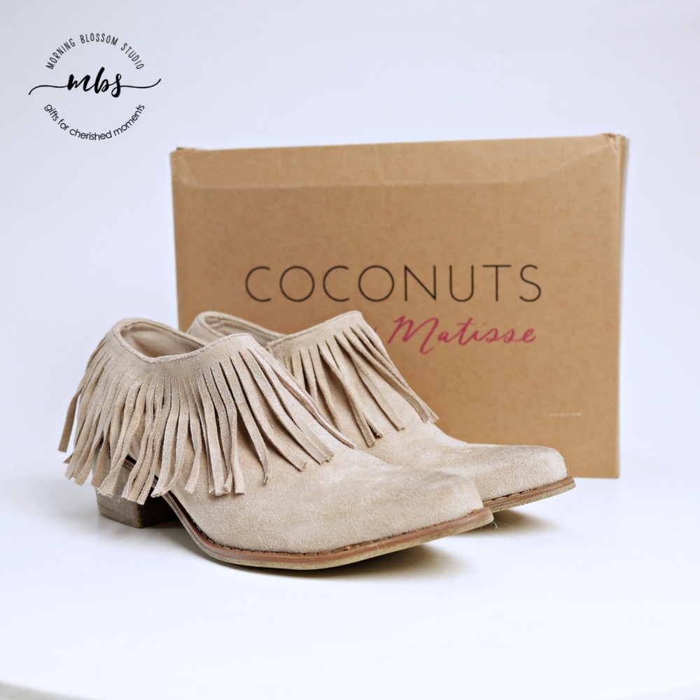 NIB Coconuts by Matisse Bayou Vegan Leather Fringe Cowboy Boots Ivory Women 10